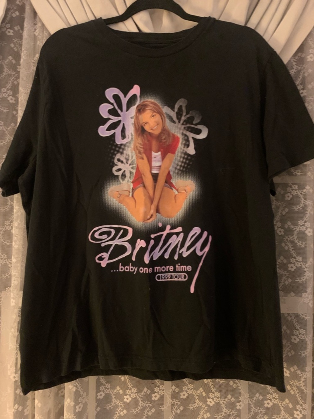 Old Navy Black Graphic Short Sleeve Tee with Pink Accent